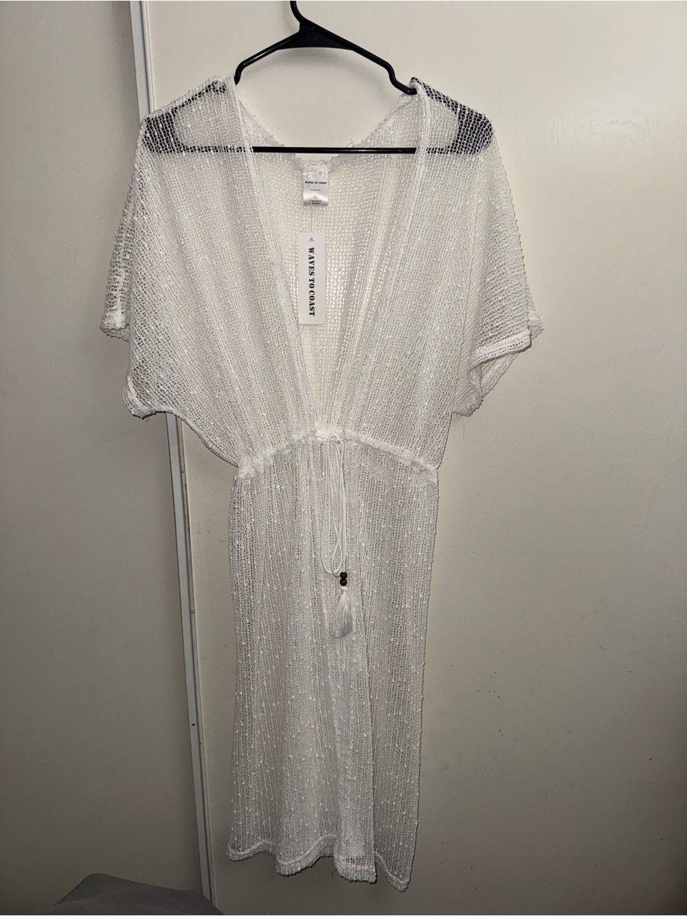 Waves To Coast White Open Knit Cardigan